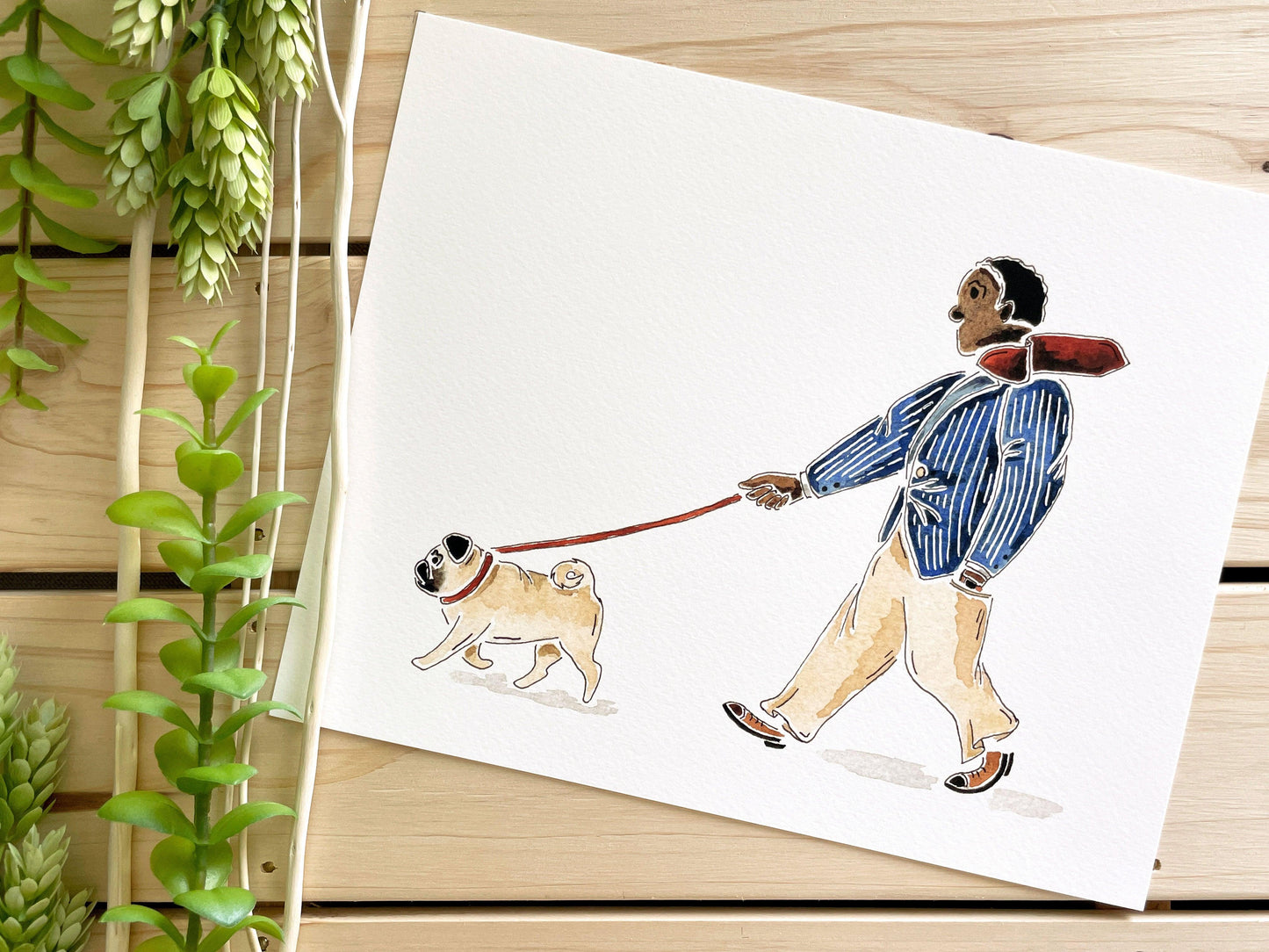 Pug Companion 8x10 Watercolor Print - Lilyvine Design