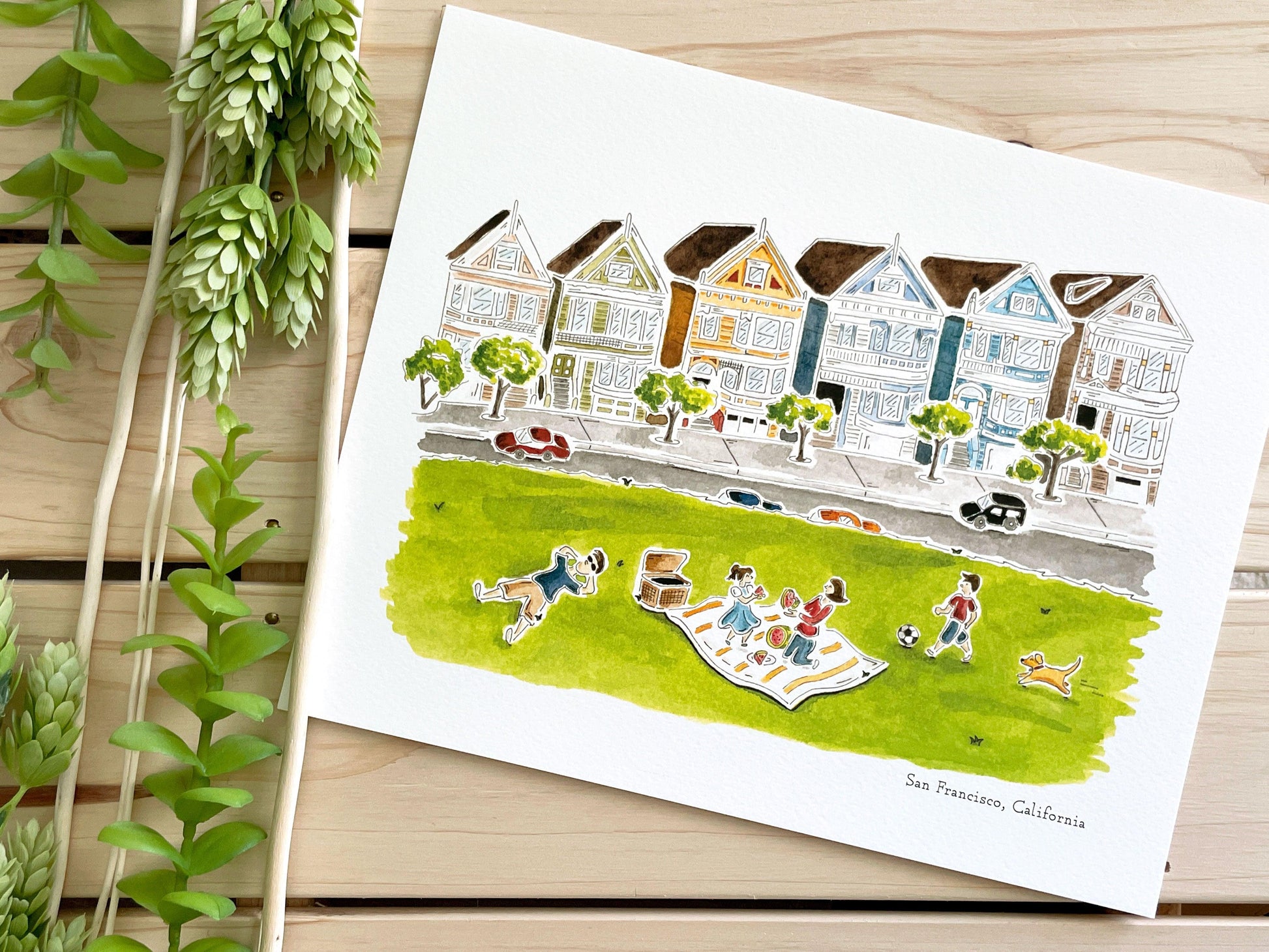 San Francisco (California) 8x10 Watercolor Print - Lilyvine Design