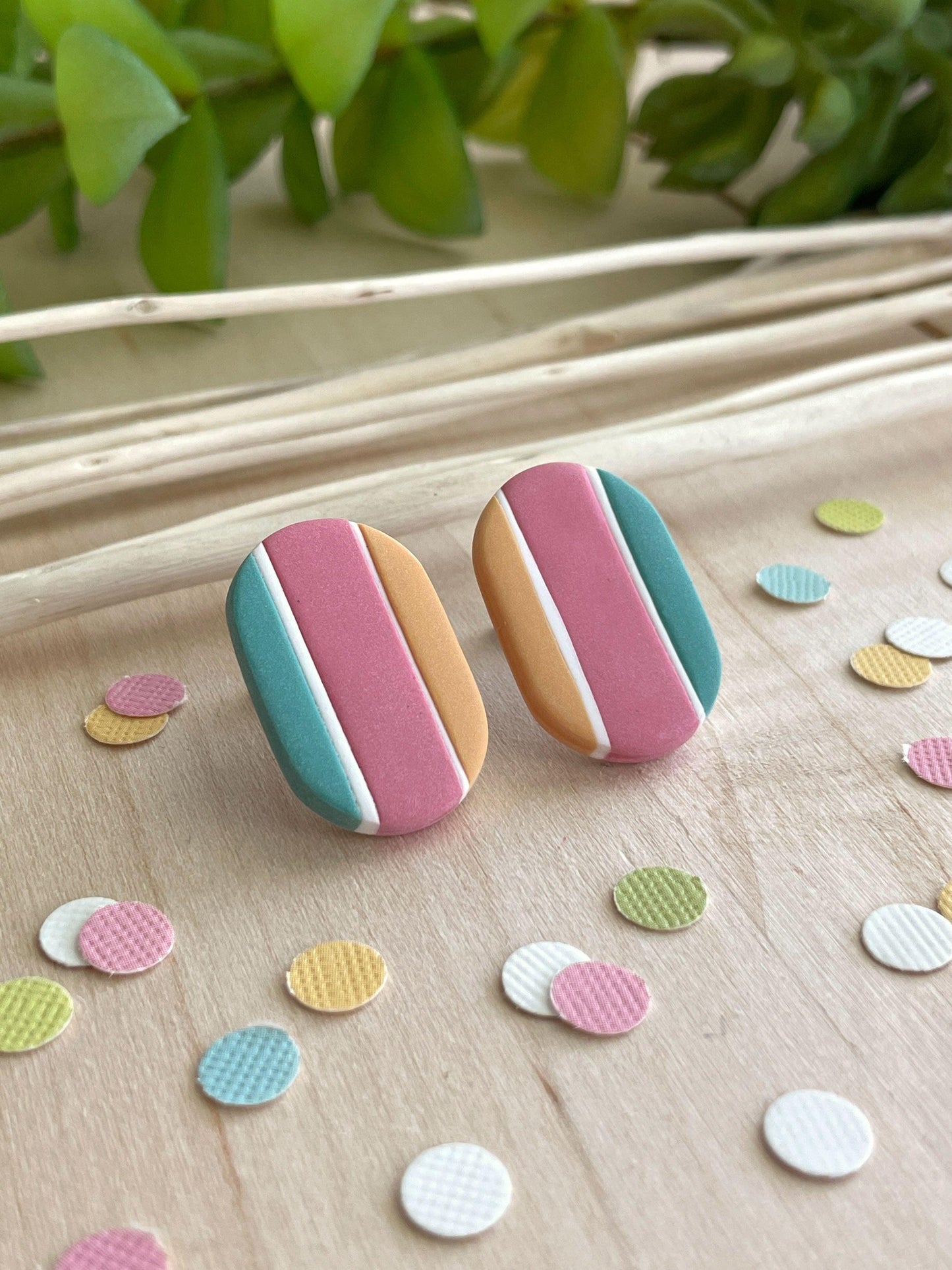 Sherbet Clay Earrings - Lilyvine Design