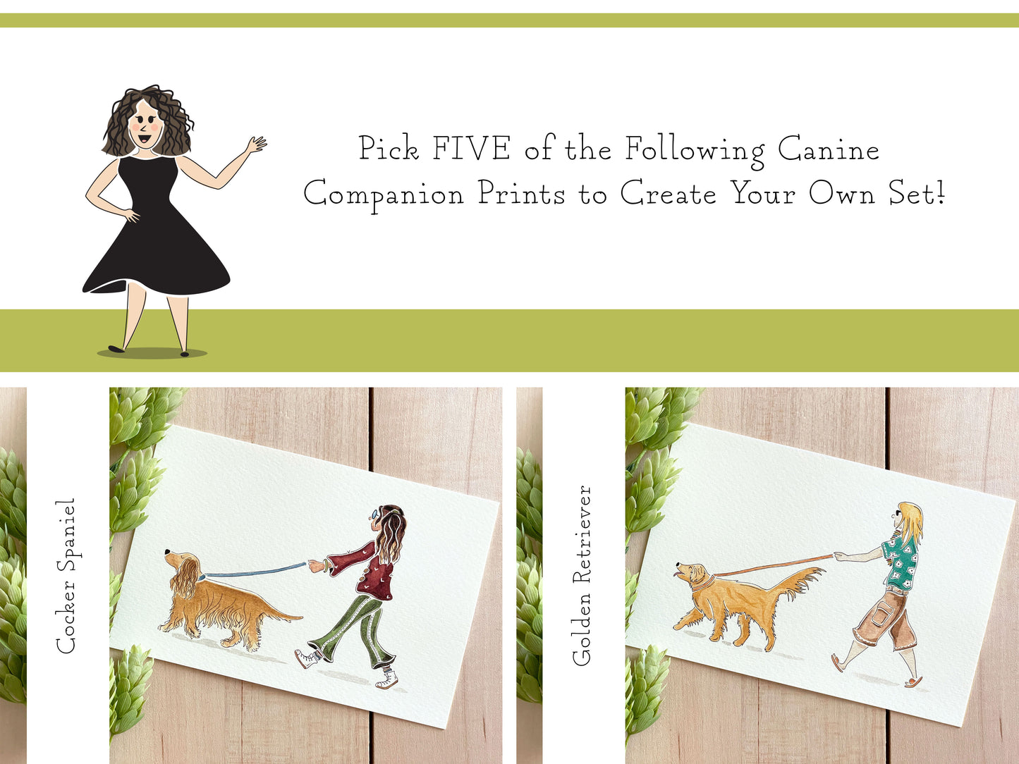 Set of 5 | 4x6 Canine Companion Watercolor Prints