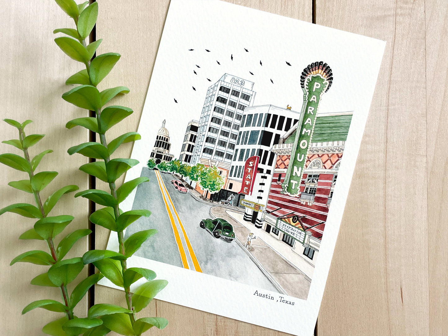 Austin (Texas) 5x7 Watercolor Print