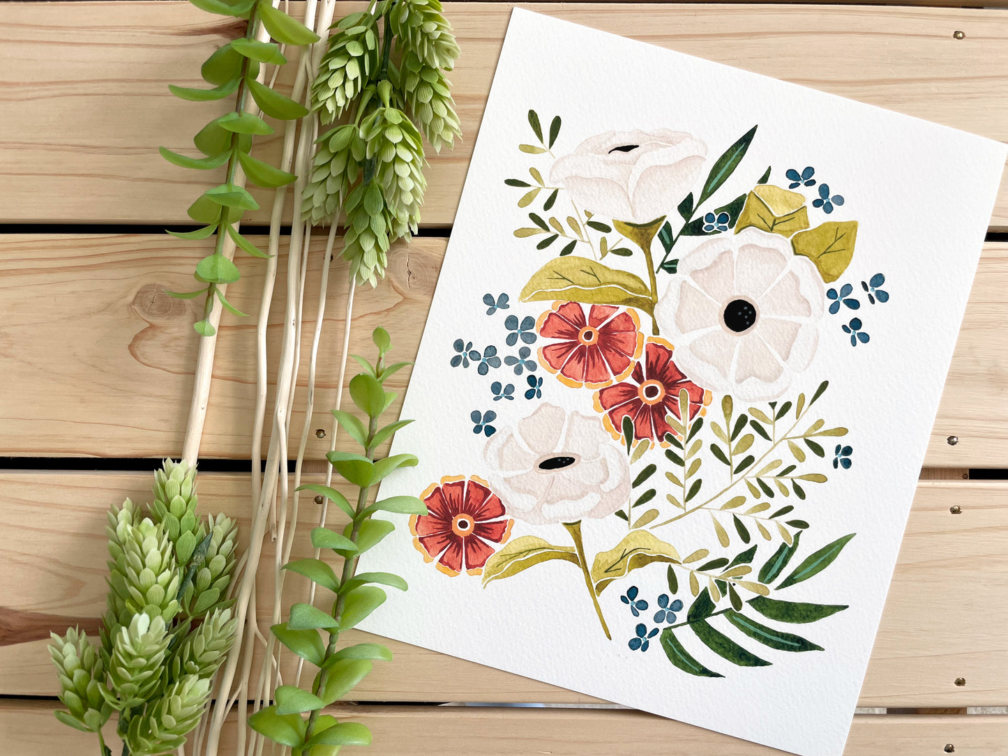 Autumn Floral 8x10 Watercolor Print