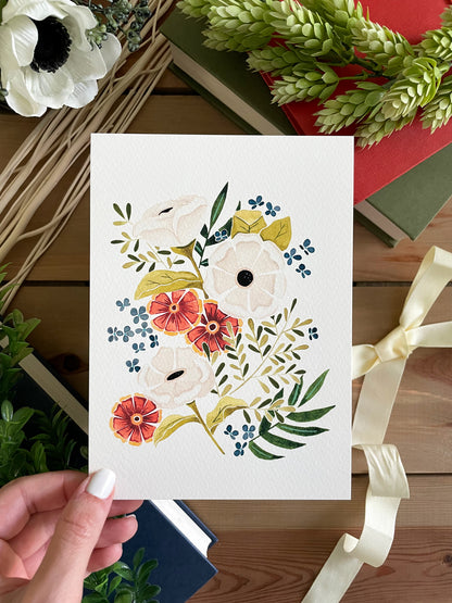 Autumn Floral 5x7 Watercolor Print