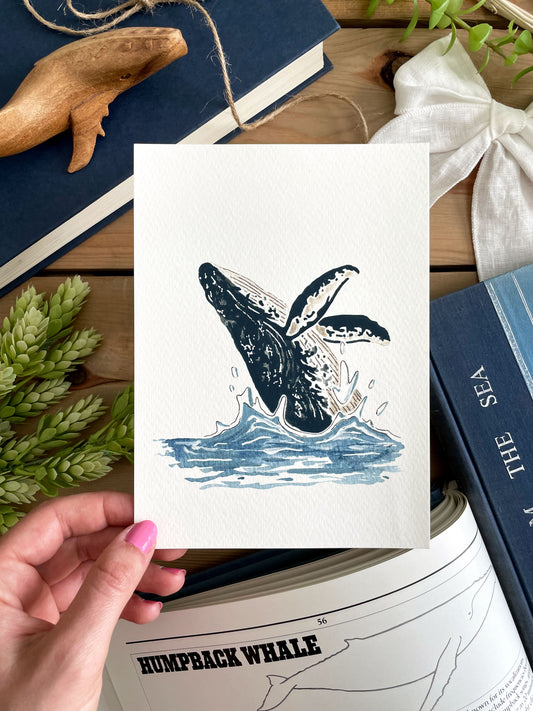Humpback Whale 5x7 Watercolor Print