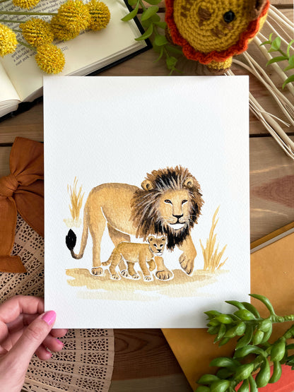 Lion 8x10 Watercolor Print