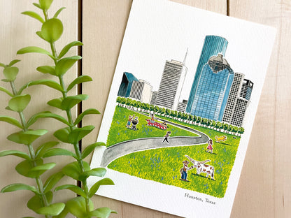 Houston (Texas) 5x7 Watercolor Print