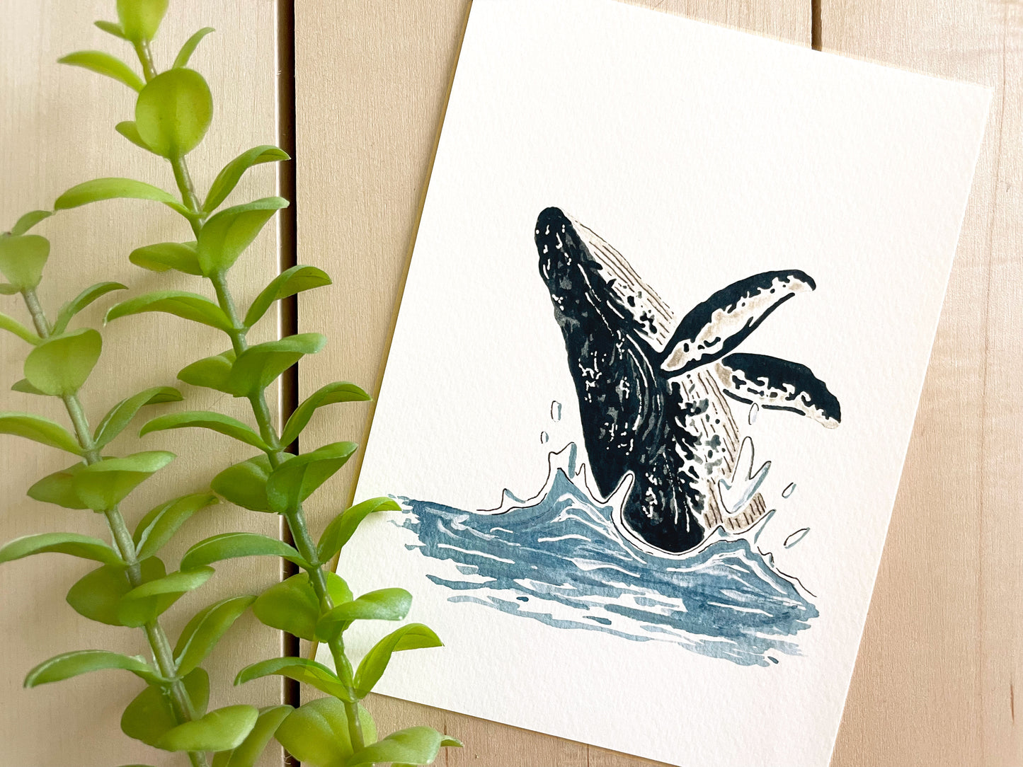 Humpback Whale 5x7 Watercolor Print