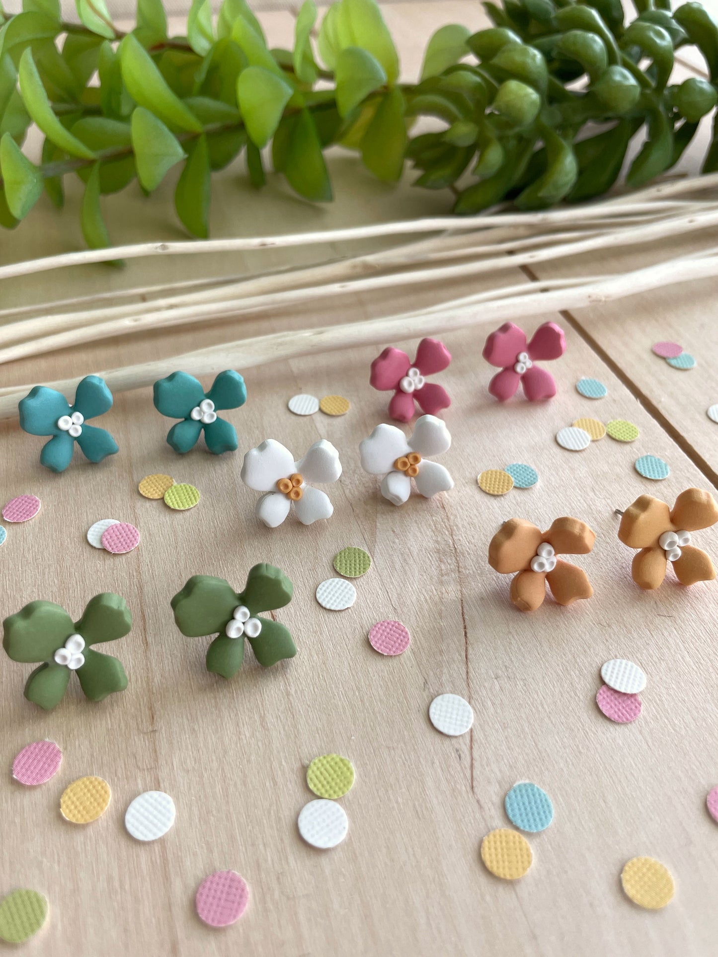 Berry Blossom Clay Stud Earrings