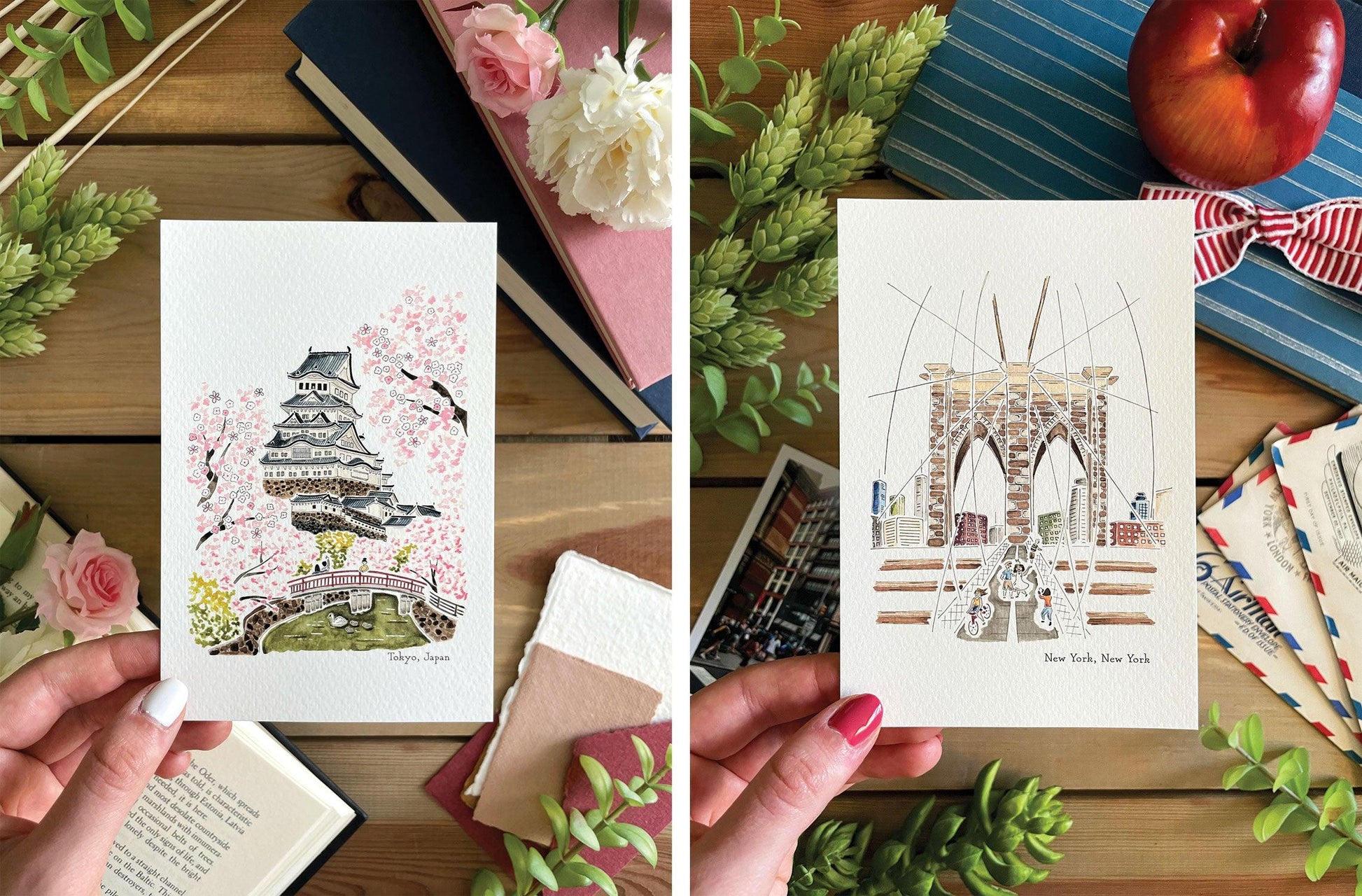 Set of 5 | 4x6 City Watercolor Prints - Lilyvine Design