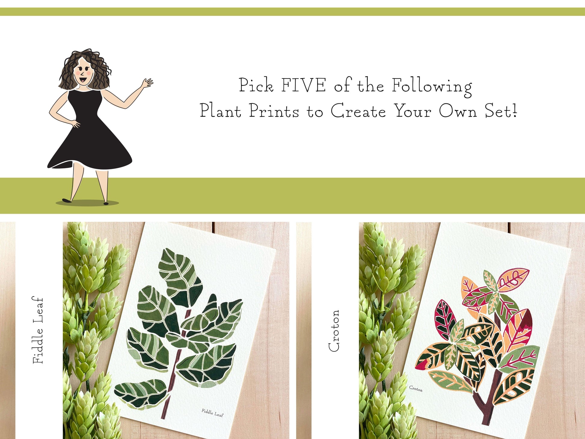 Set of 5 | 4x6 Plants on Paper Gouache Prints - Lilyvine Design
