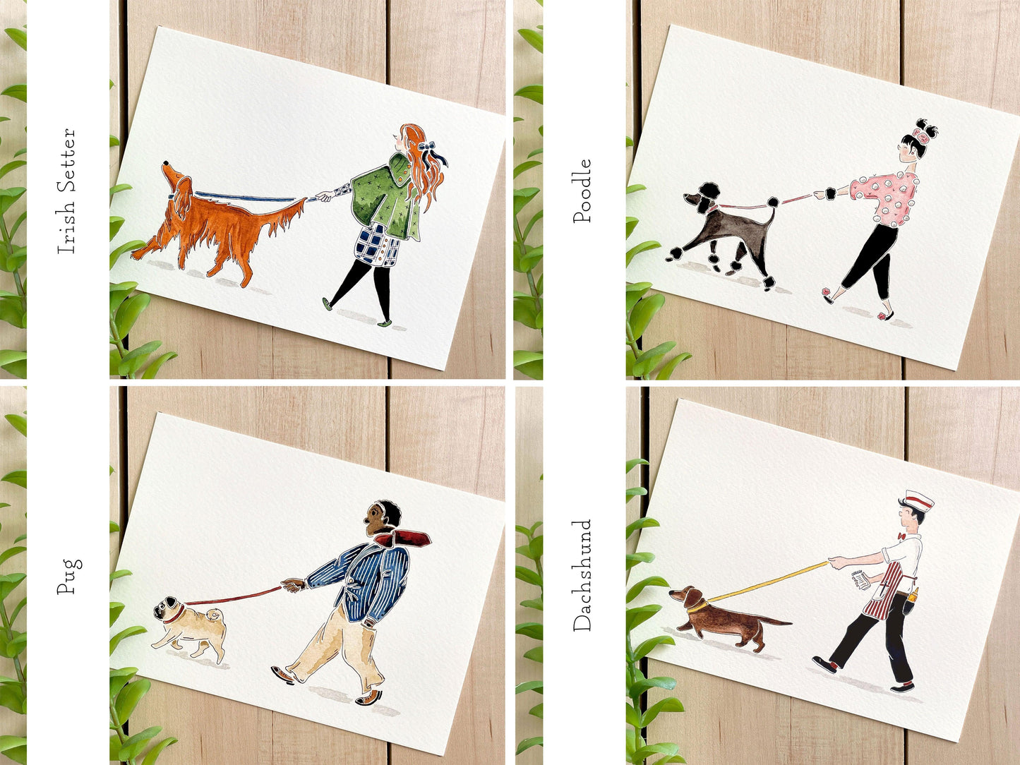 Set of 5 | 5x7 Canine Companion Watercolor Prints - Lilyvine Design