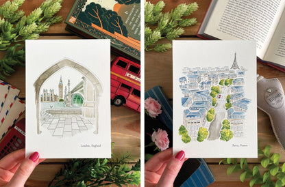 Set of 5 | 5x7 City Watercolor Prints - Lilyvine Design