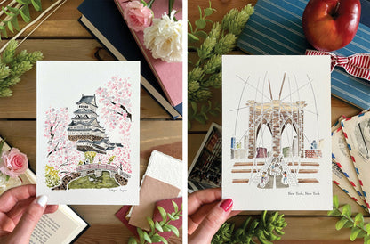 Set of 5 | 5x7 City Watercolor Prints - Lilyvine Design