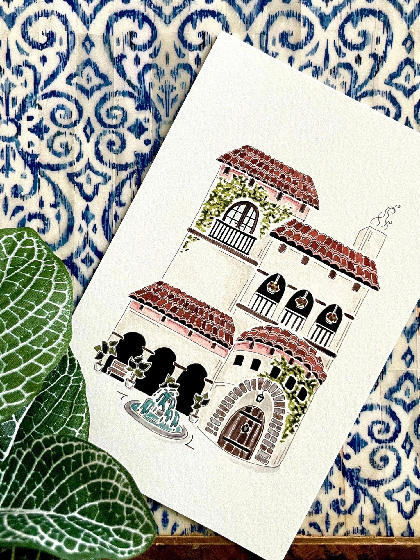 Spanish Hacienda 5x7 Watercolor Print - Lilyvine Design