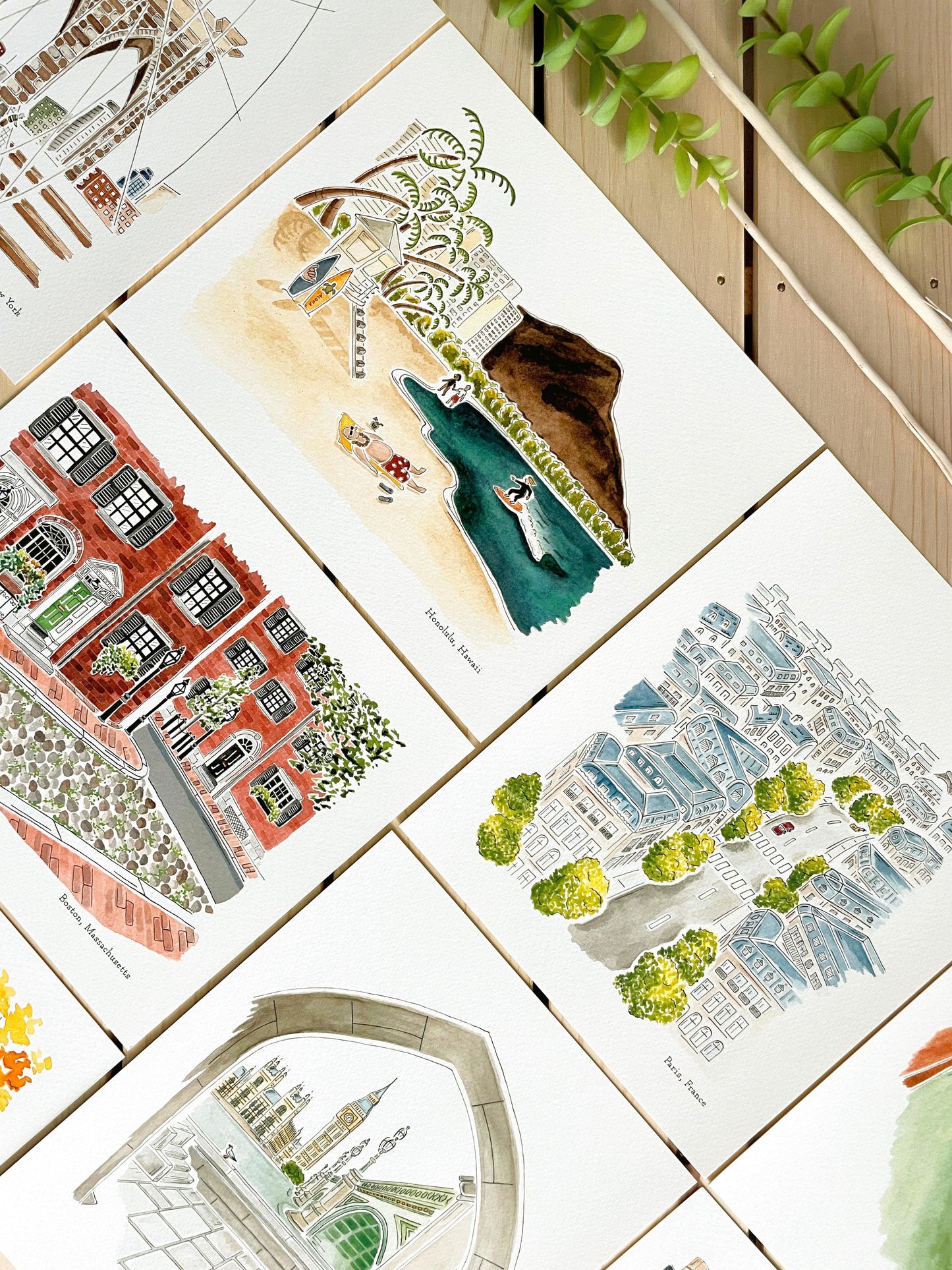 Set of 3 | 8x10 City Watercolor Prints - Lilyvine Design