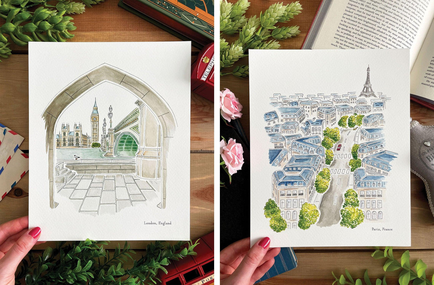 Set of 3 | 8x10 City Watercolor Prints - Lilyvine Design