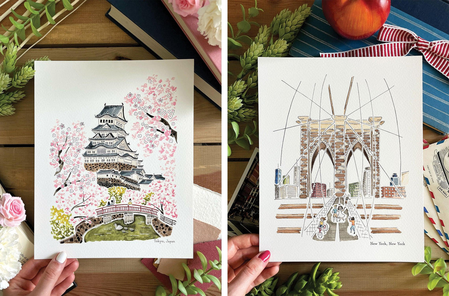 Set of 3 | 8x10 City Watercolor Prints - Lilyvine Design