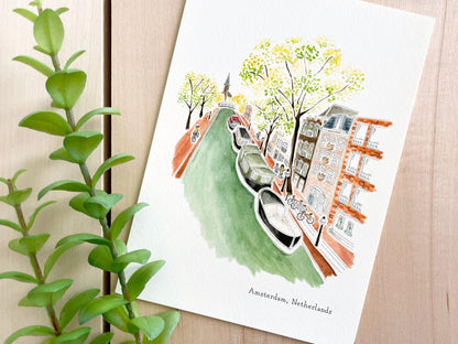 Amsterdam (Netherlands) 5x7 Watercolor Print - Lilyvine Design