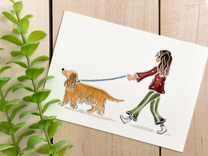 Cocker Spaniel Companion 5x7 Watercolor Print - Lilyvine Design