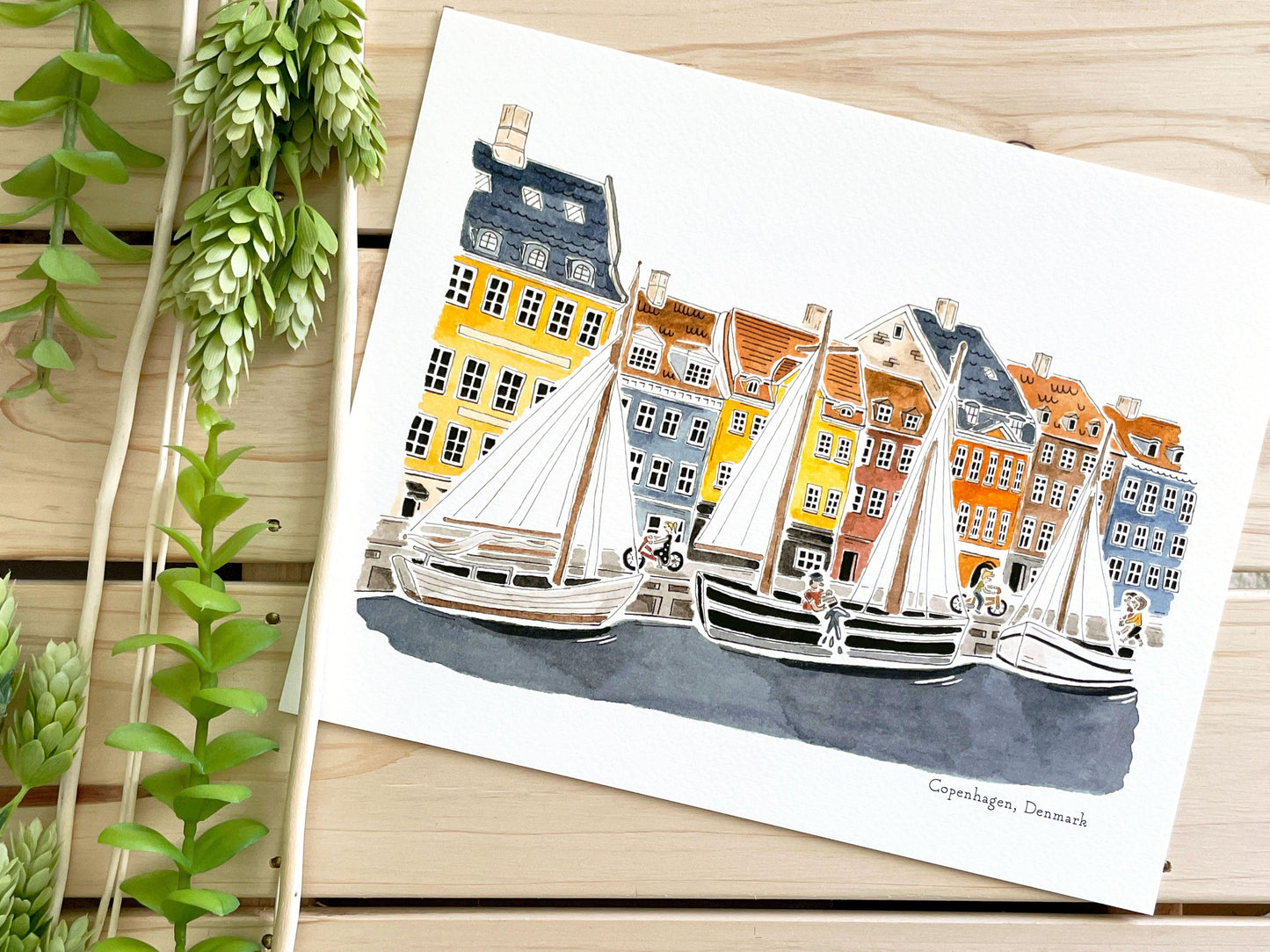 Copenhagen (Denmark) 8x10 Watercolor Print - Lilyvine Design