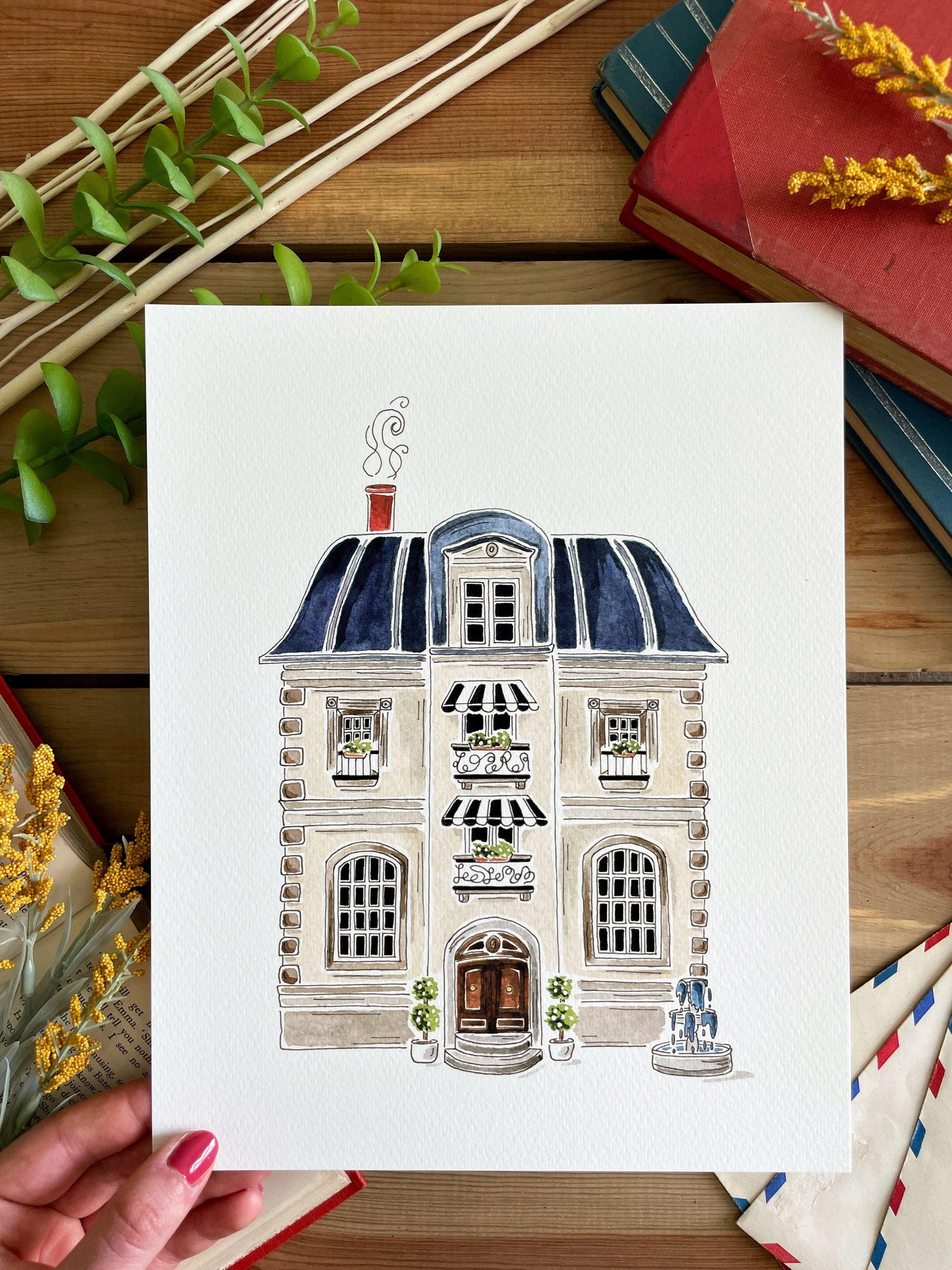 French Chateau 8x10 Watercolor Print - Lilyvine Design