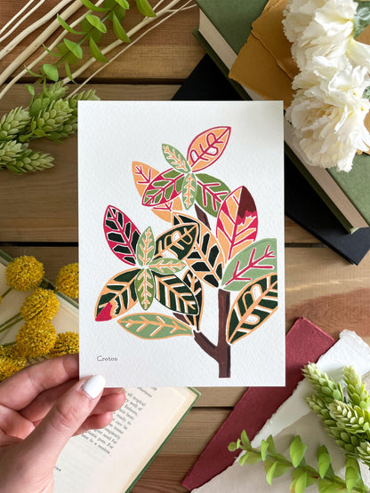 Croton 5x7 Gouache Print - Lilyvine Design