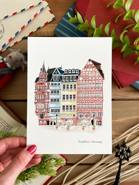 Frankfurt (Germany) 5x7 Watercolor Print - Lilyvine Design