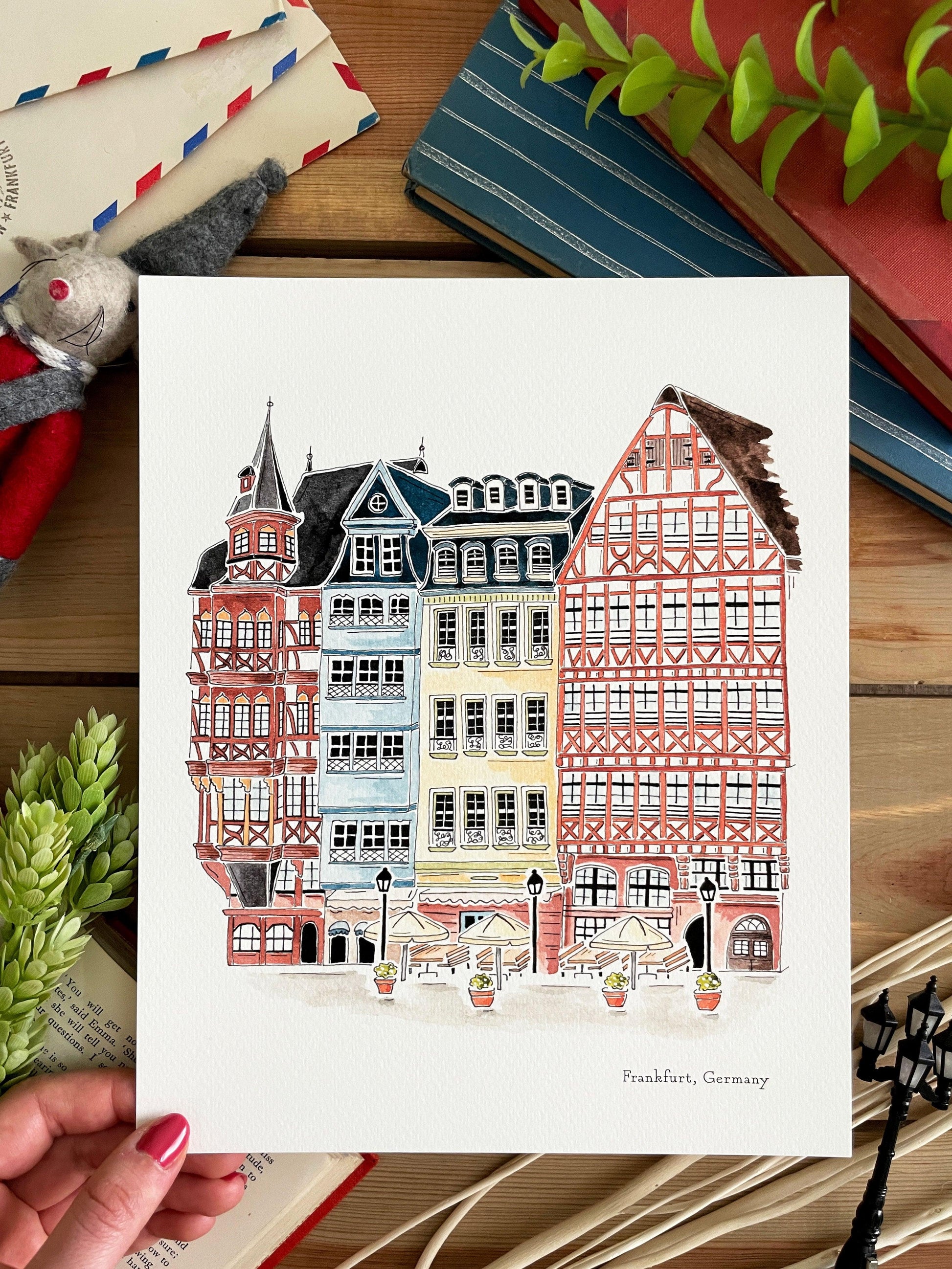 Frankfurt (Germany) 8x10 Watercolor Print - Lilyvine Design