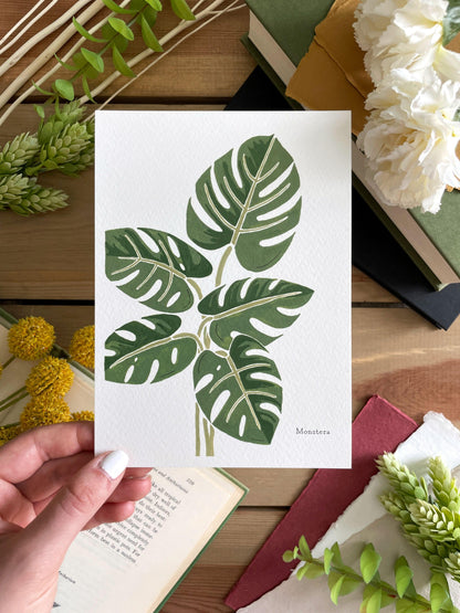 Monstera 5x7 Gouache Print - Lilyvine Design