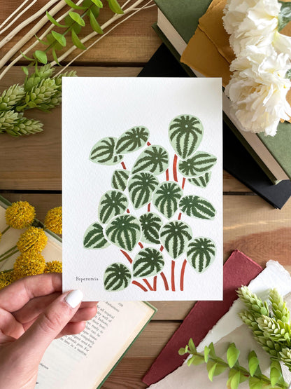 Peperomia 5x7 Gouache Print - Lilyvine Design