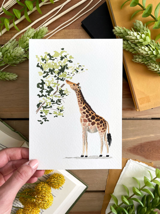Giraffe 5x7 Watercolor Print - Lilyvine Design