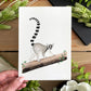 Ring-Tailed Lemur 5x7 Watercolor Print - Lilyvine Design