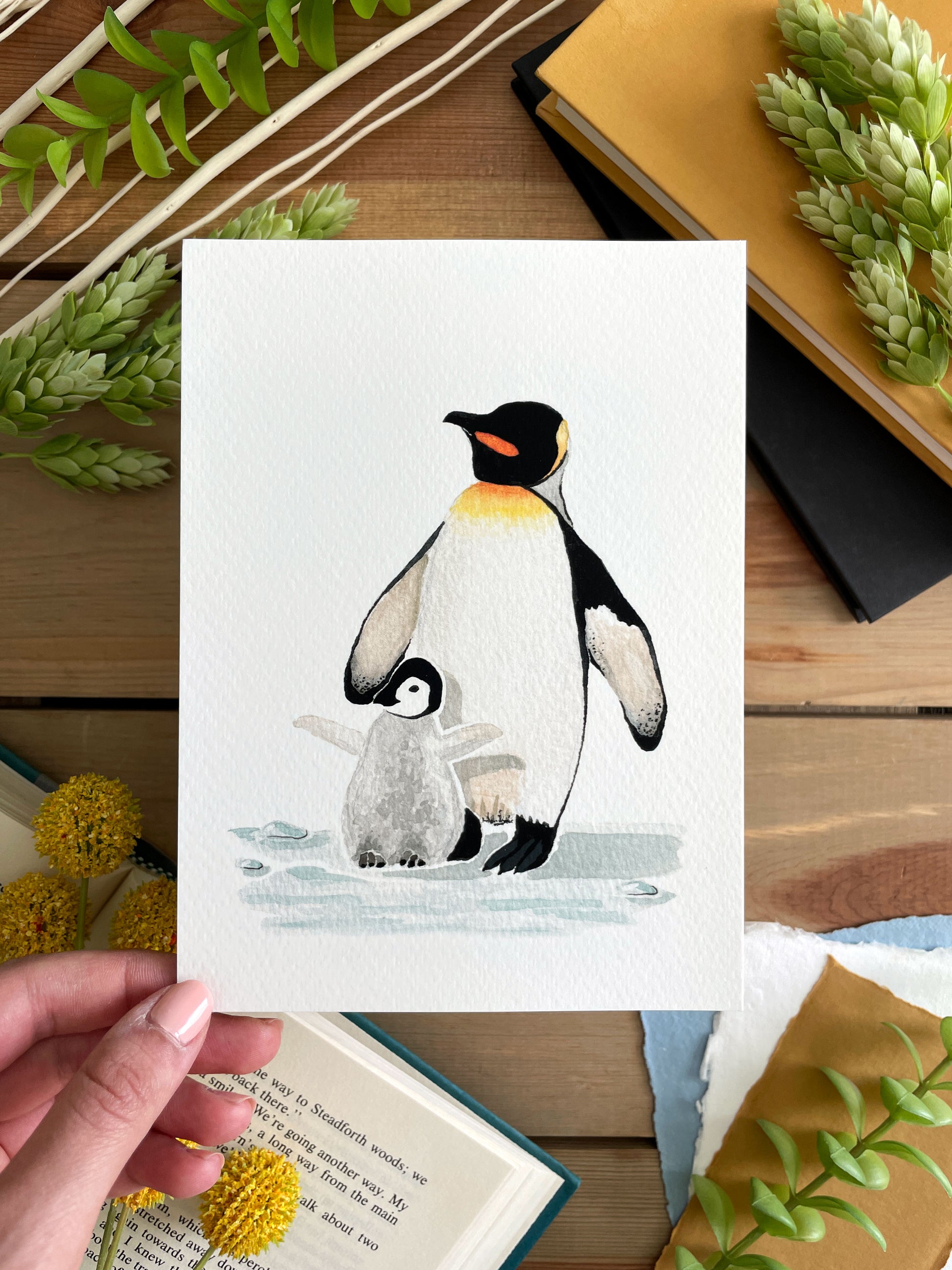 King Penguin 5x7 Watercolor Print - Lilyvine Design