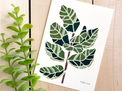 Fiddle Leaf 5x7 Gouache Print - Lilyvine Design