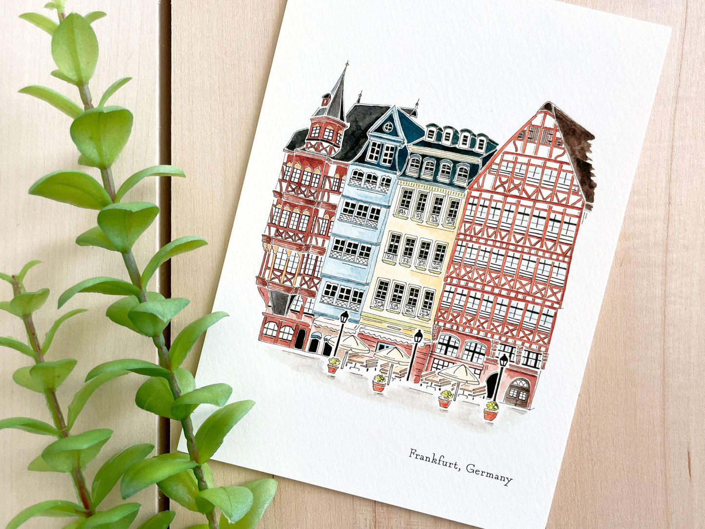 Frankfurt (Germany) 5x7 Watercolor Print - Lilyvine Design