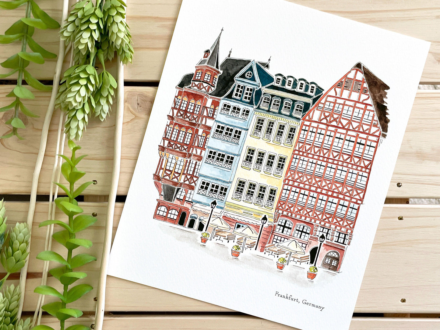 Frankfurt (Germany) 8x10 Watercolor Print - Lilyvine Design