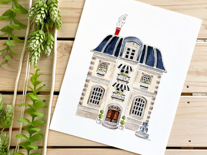 French Chateau 8x10 Watercolor Print - Lilyvine Design