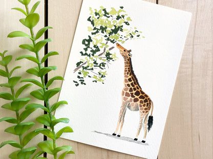 Giraffe 5x7 Watercolor Print - Lilyvine Design