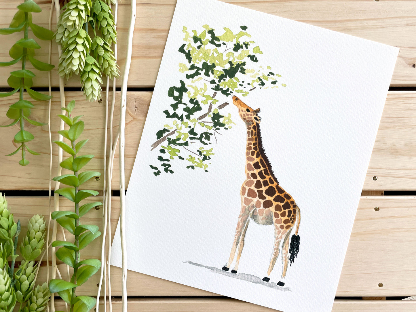 Giraffe 8x10 Watercolor Print - Lilyvine Design