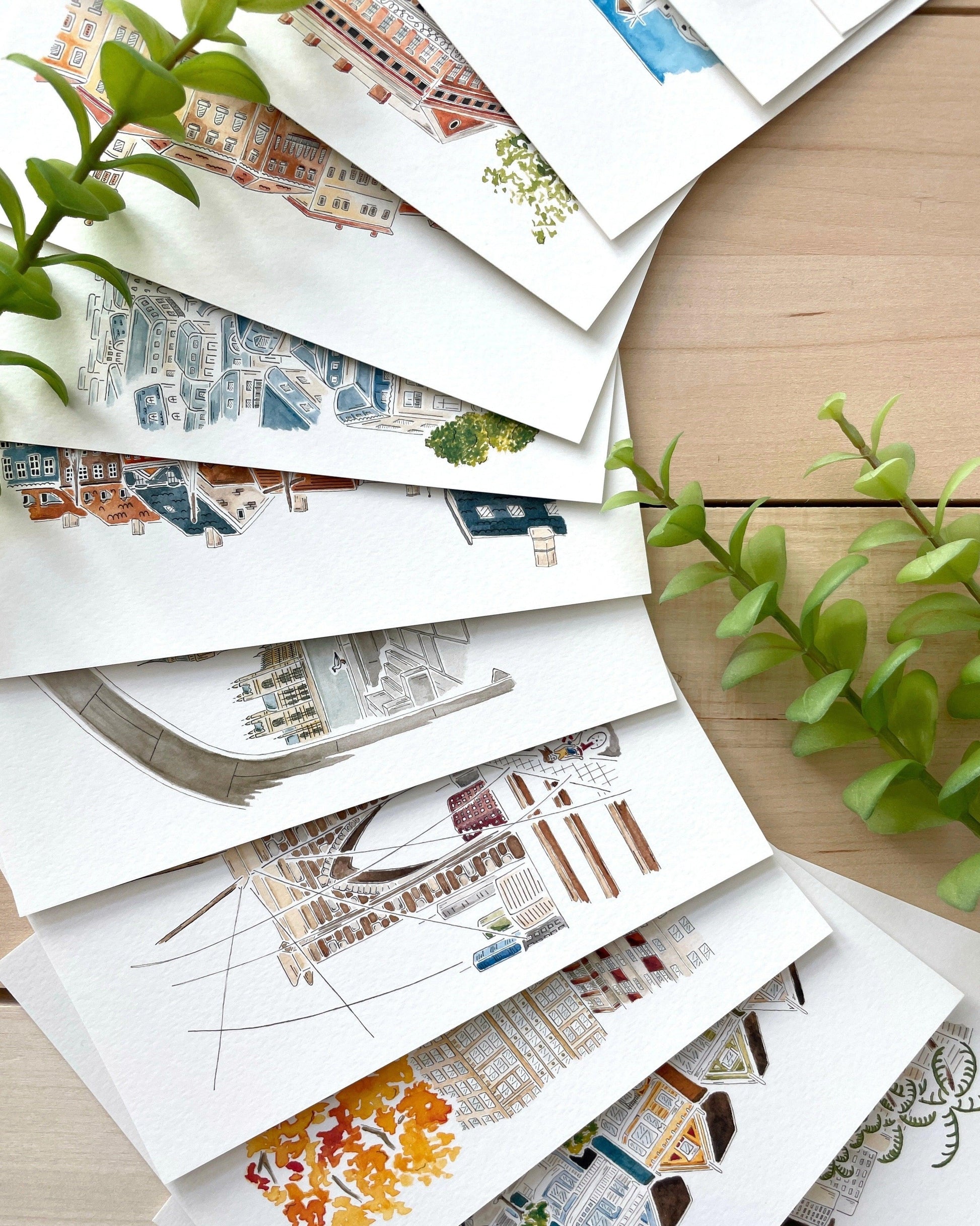 Set of 5 | 4x6 City Watercolor Prints - Lilyvine Design