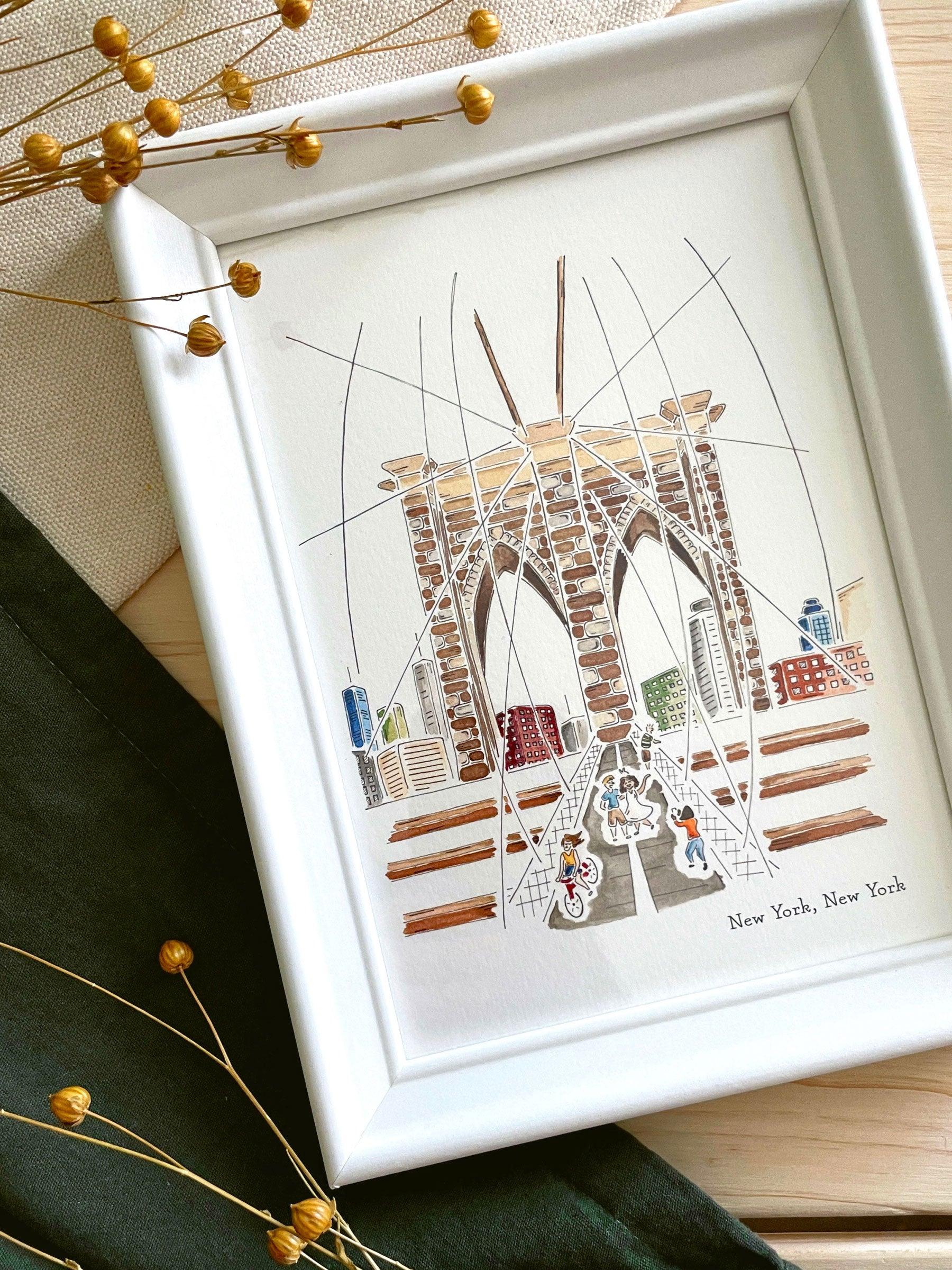 New York (New York) 5x7 Watercolor Print - Lilyvine Design