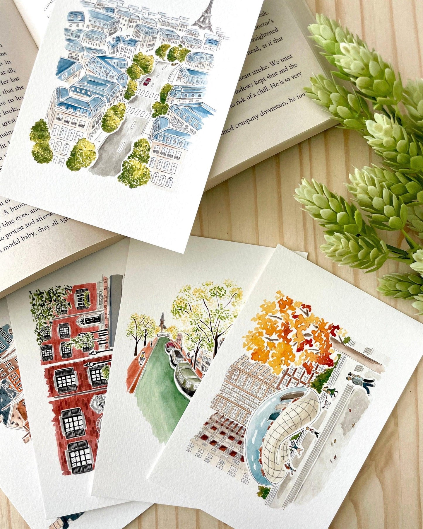 Set of 3 | 8x10 City Watercolor Prints - Lilyvine Design