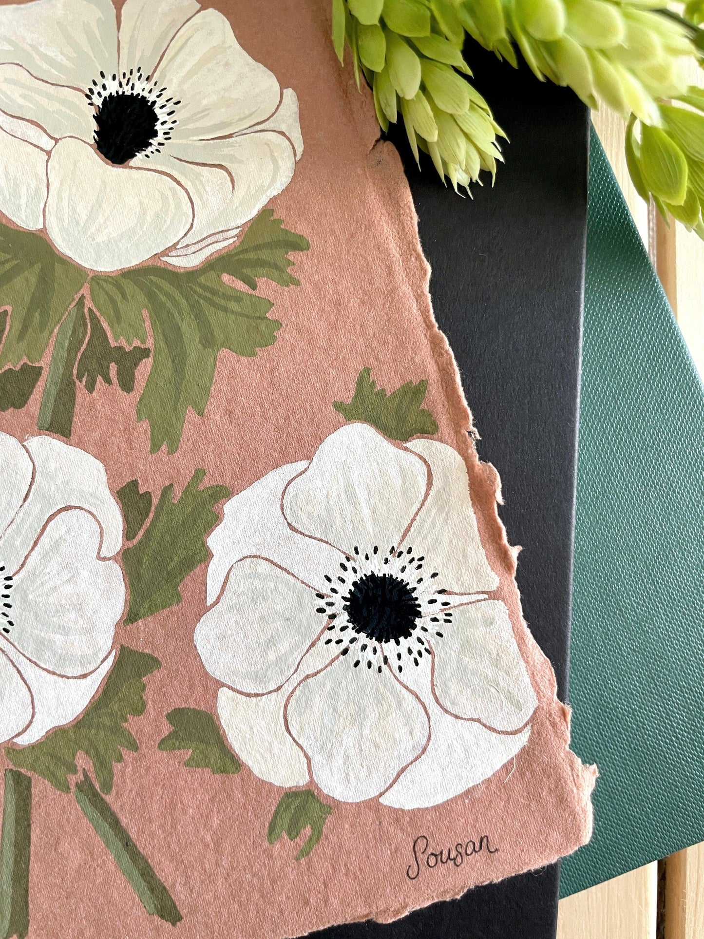 Poppies Gouache Original 5x7 Painting on Cotton Rag Paper - Lilyvine Design