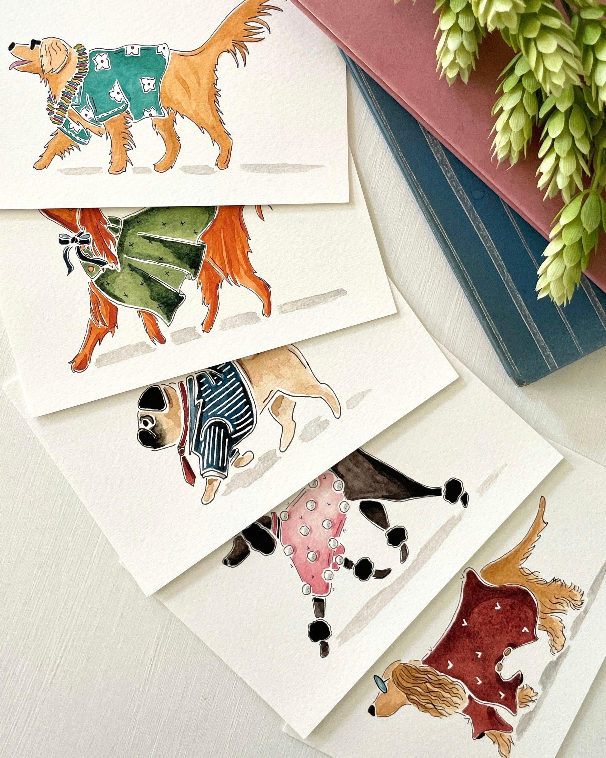 Set of 5 | 4x6 Canine Watercolor Prints - Lilyvine Design