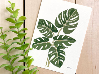 Monstera 5x7 Gouache Print - Lilyvine Design