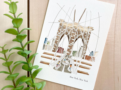 New York (New York) 5x7 Watercolor Print - Lilyvine Design