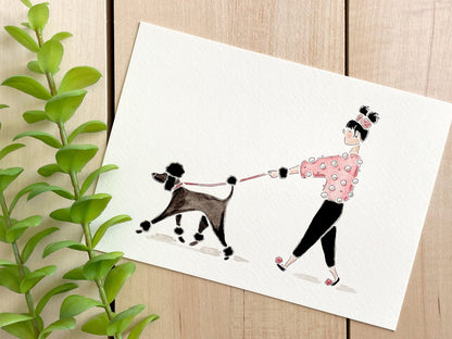 Poodle Companion 5x7 Watercolor Print - Lilyvine Design