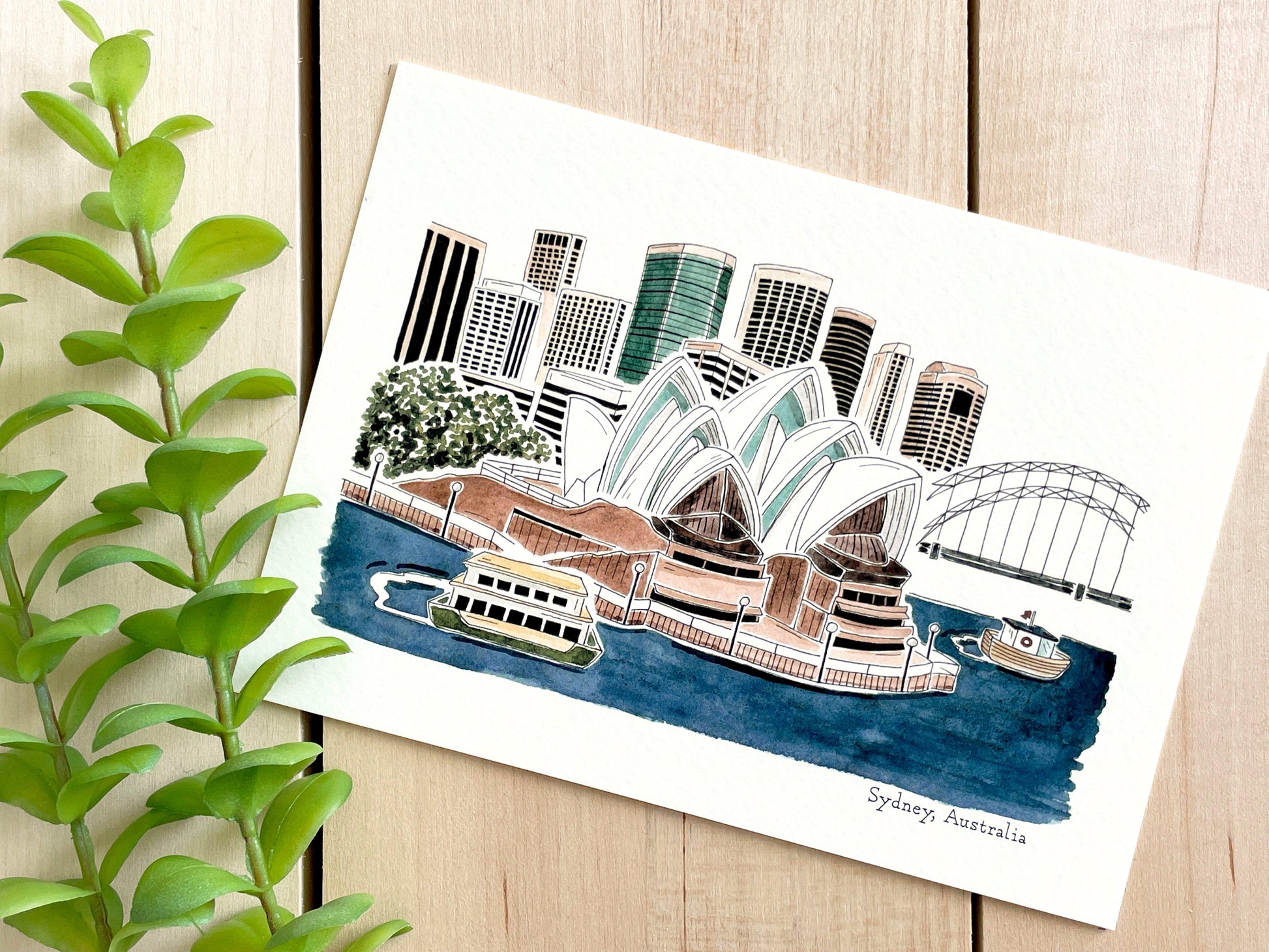 Sydney (Australia) 5x7 Watercolor Print - Lilyvine Design