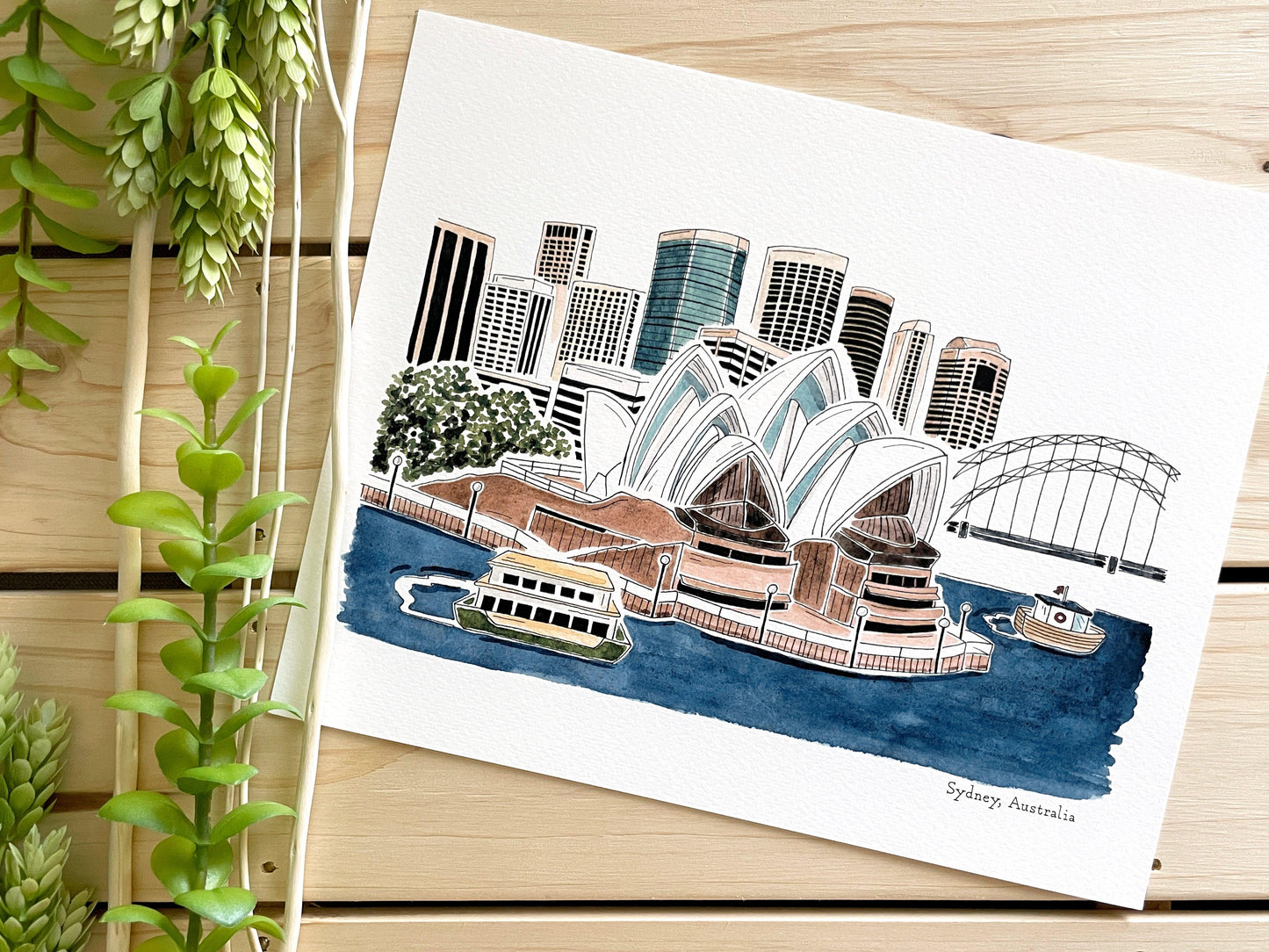 Sydney (Australia) 8x10 Watercolor Print - Lilyvine Design